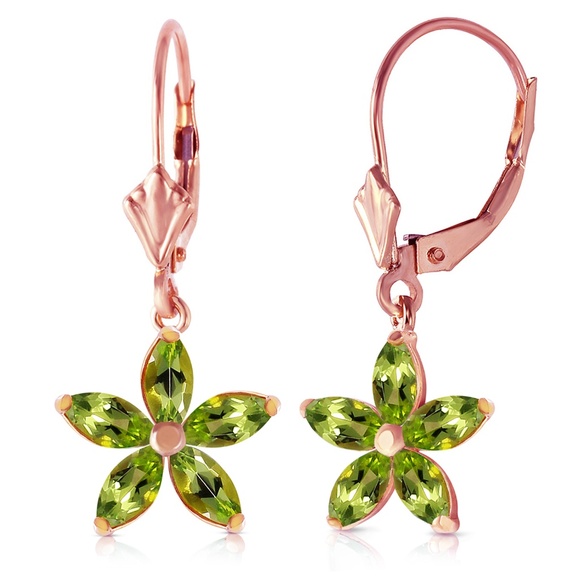 GOLD LEVER BACK EARRING WITH NATURAL PERIDOT